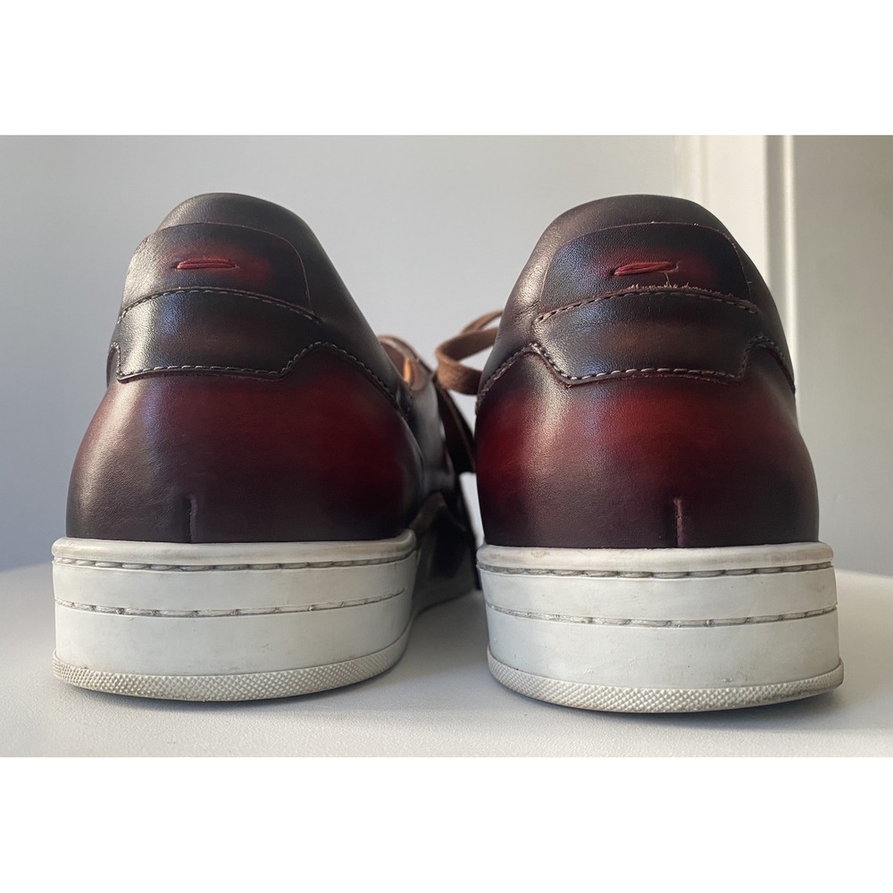 Magnanni Men's Amadeo Burnished Leather Low-Top Lace Up Sneakers Cognac Size 11 - Picture 7 of 11